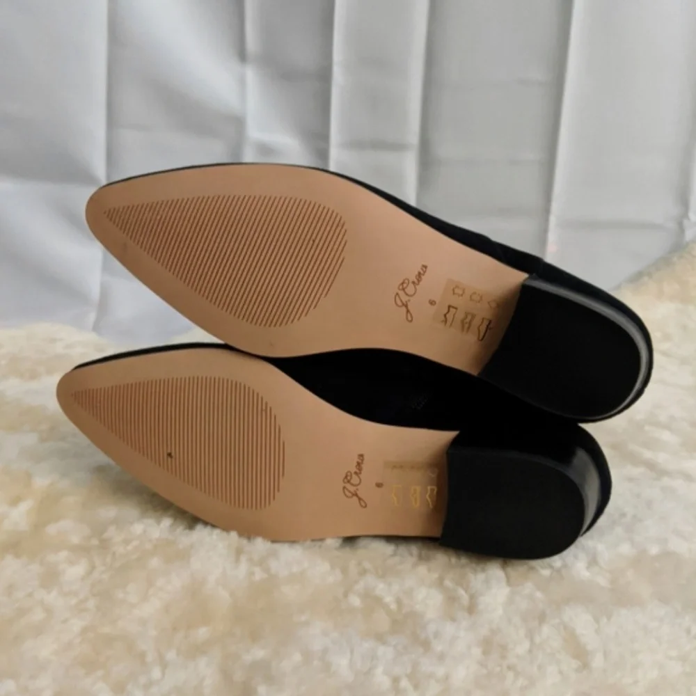J.Crew Black Pointy-toe Suede Boots Size 6 NEW